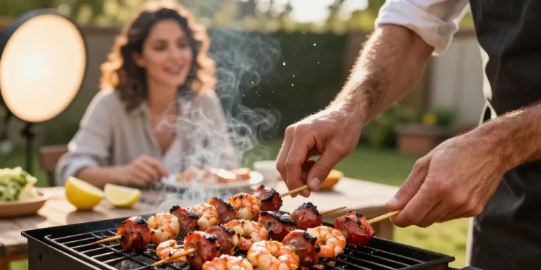 brochettes chorizo crevettes