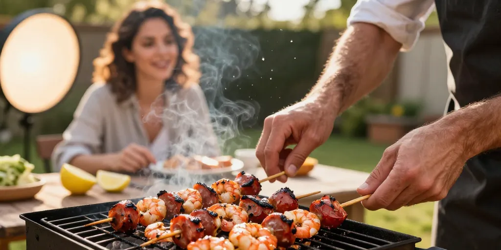 brochettes chorizo crevettes